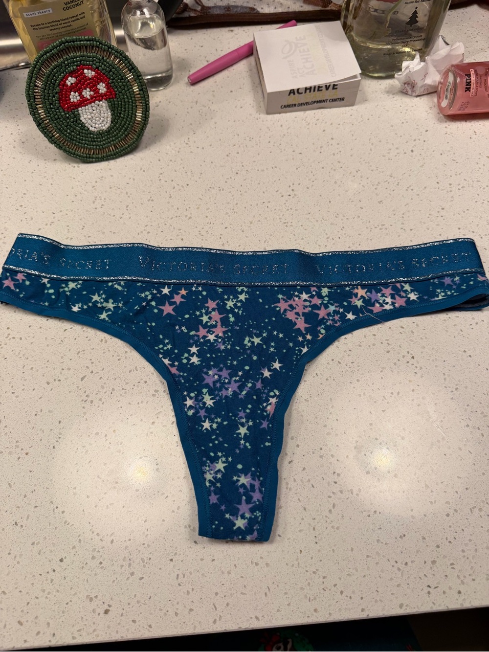 Victoria's Secret Teal  Star Print Thong Panty